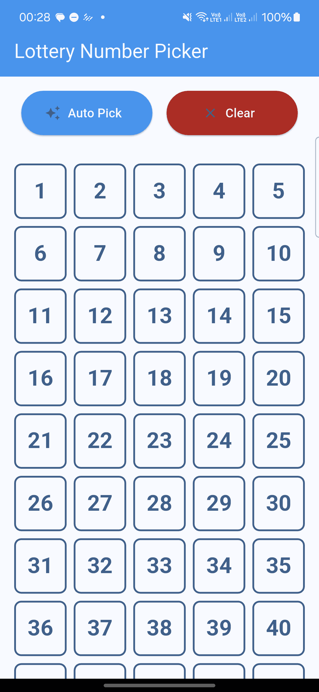 Lottery Number Picker App Screenshot